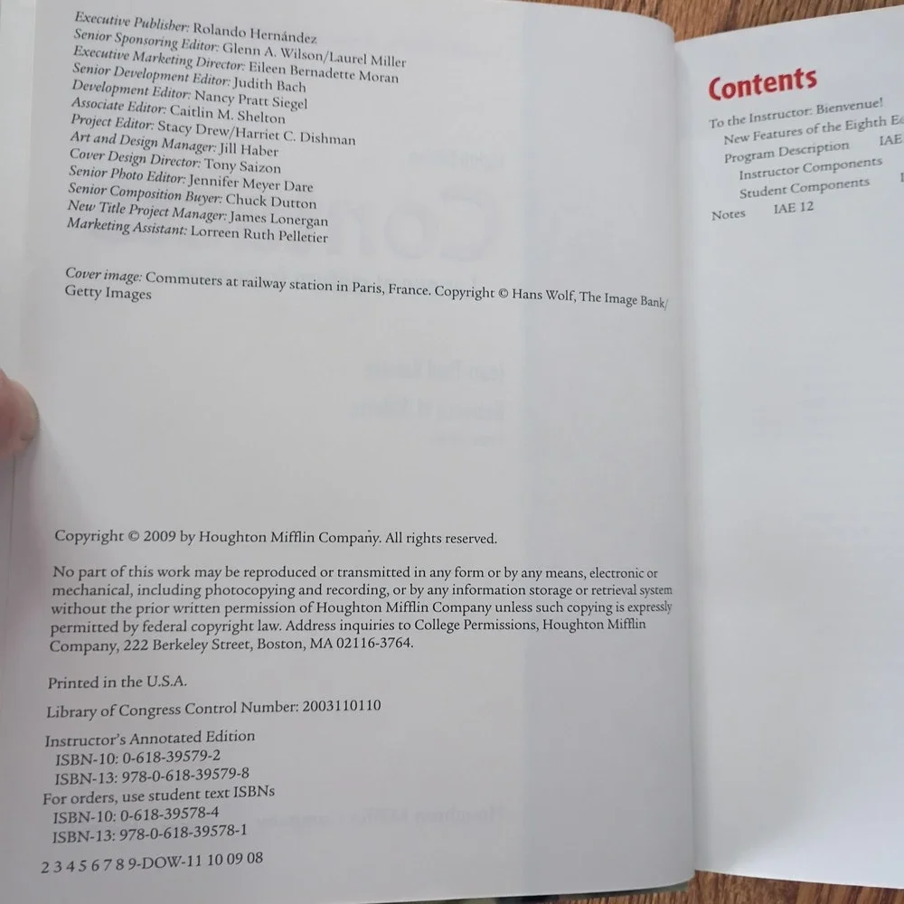 Contacts by Valette Jean-Paul Instructors Annotated Edition 2009 Hardcover